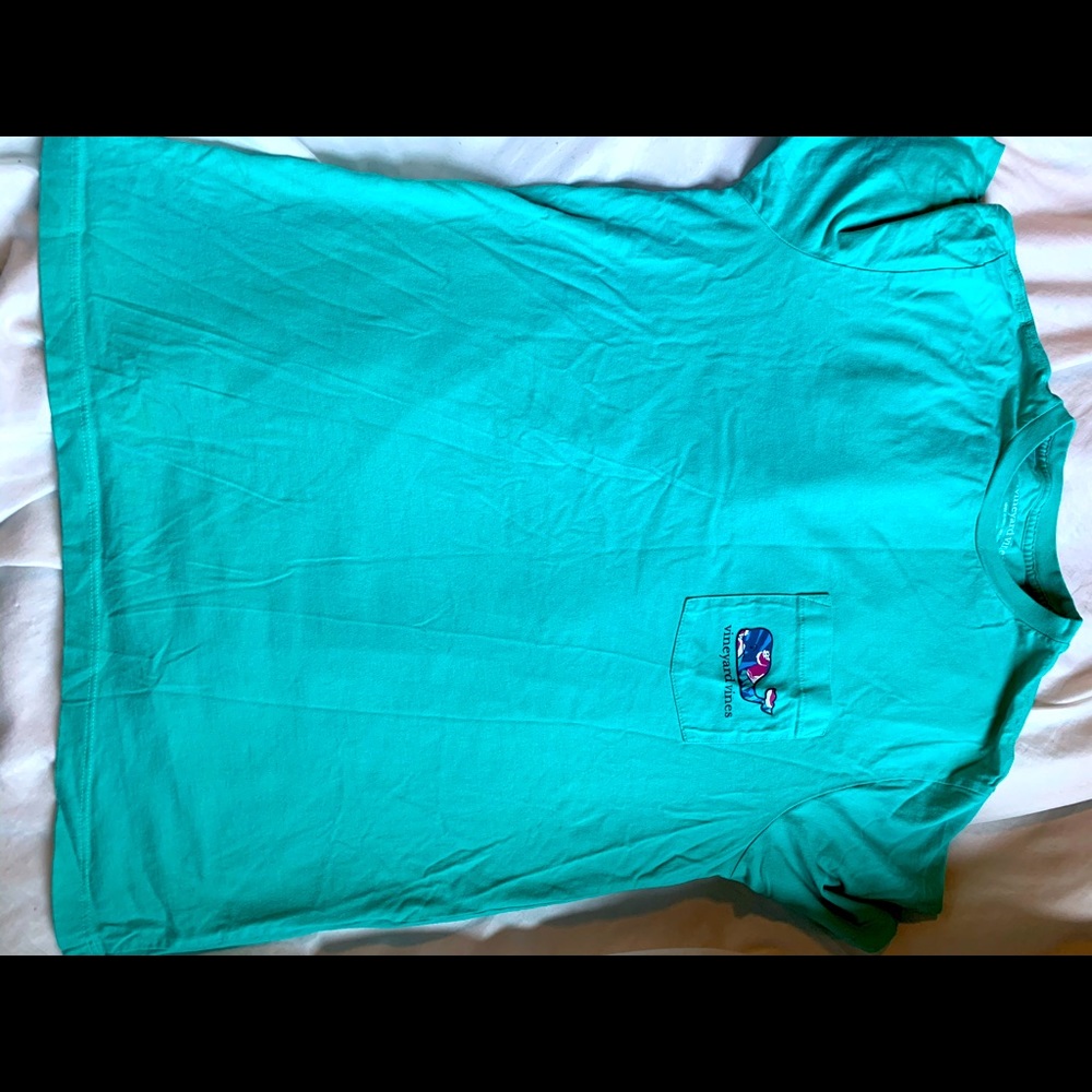 Turquoise vineyard vines tropical shirt